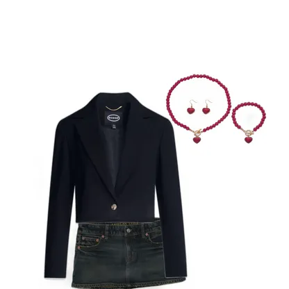 Friday Fall Night Outfit: Ribbed Blazer & Mini Skirt Set