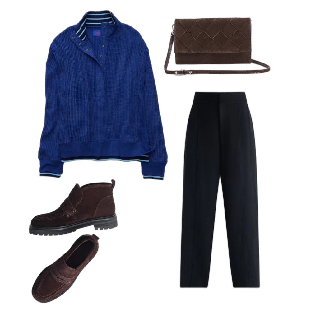 Effortless Autumn Relaxed Outfit: Wide Leg Trousers & Cozy Layers