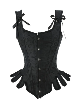 Black Jacquard Lace Up Corset