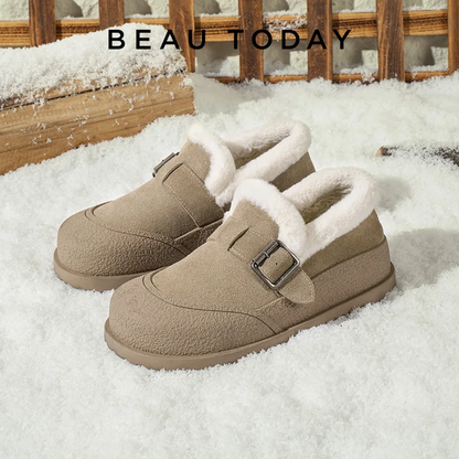 Cow Suede Winter Flats 1