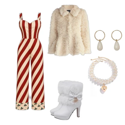 Festive Christmas Party Outfit: Faux Fur & Gemstone Hoops