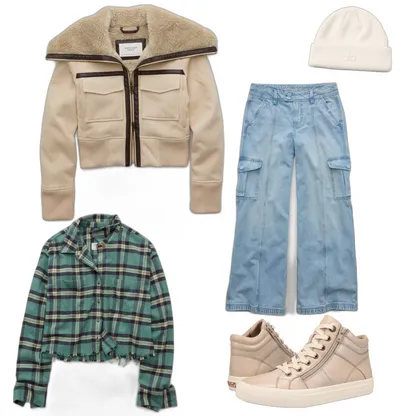 Trendy School Outfit: Leather Sneakers & Corduroy Bomber Style