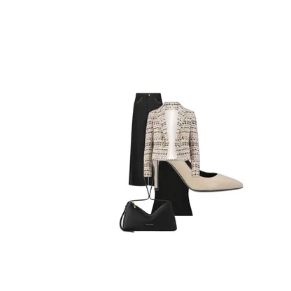 Sleek Work Outfit: Black Leather Stilettos & Prism Bag