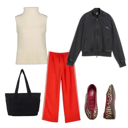 Easy Casual Outfit: Sporty Linen Tote & Ballet Sneaker Style