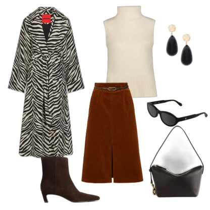 Stylish Fall Outfit: Corduroy Midi Skirt & Suede Ankle Boots
