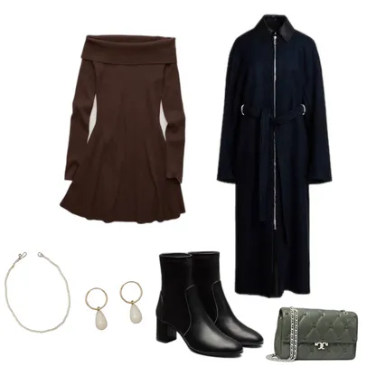 Thanksgiving Outfit: Chic Sweater Dress & Belted Coat Style