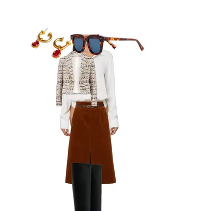 Sophisticated Fall Outfit: Satin Bodysuit & Corduroy Midi Skirt