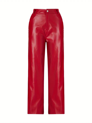 Faux Leather Straight Leg pants 1