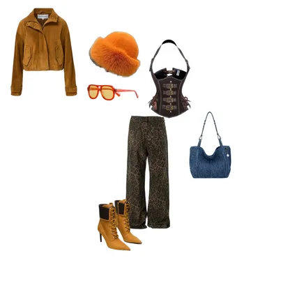 Bold Orange Street Style: Leopard Jeans & Suede Jacket Outfit