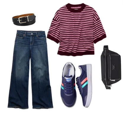Colorful Everyday School Outfit: Bright Sneakers & Baggy Jeans